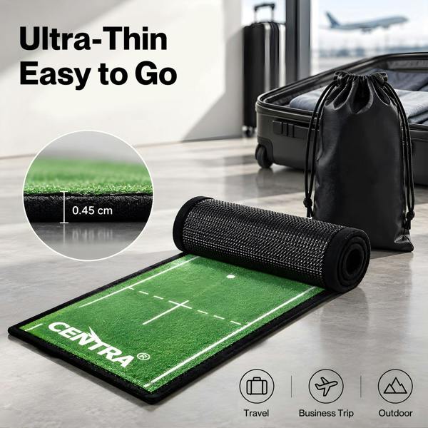 Centra Golf Putting Mat 250cm Nylon Surface 10-Speed Roll Indoor Outdoor Green
