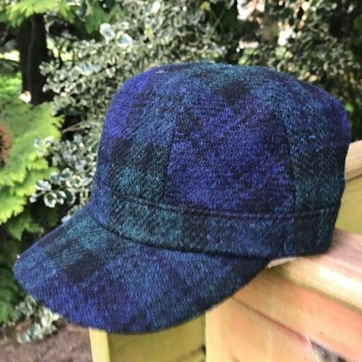 Heather Hats & Accessories Harris Tweed Traditional Cadet Cap, Satin Lining, Outdoor Wear, Blackwatch Navy