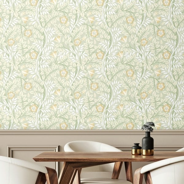 Hoopla Walls Rosehip Trail - Sage Green 10m Wallpaper