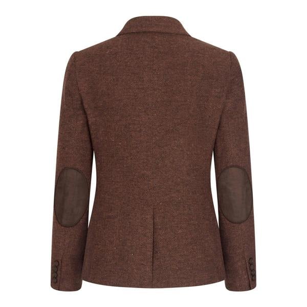 TruClothing Women's Rust Brown Herringbone Wool Tweed Check Blazer