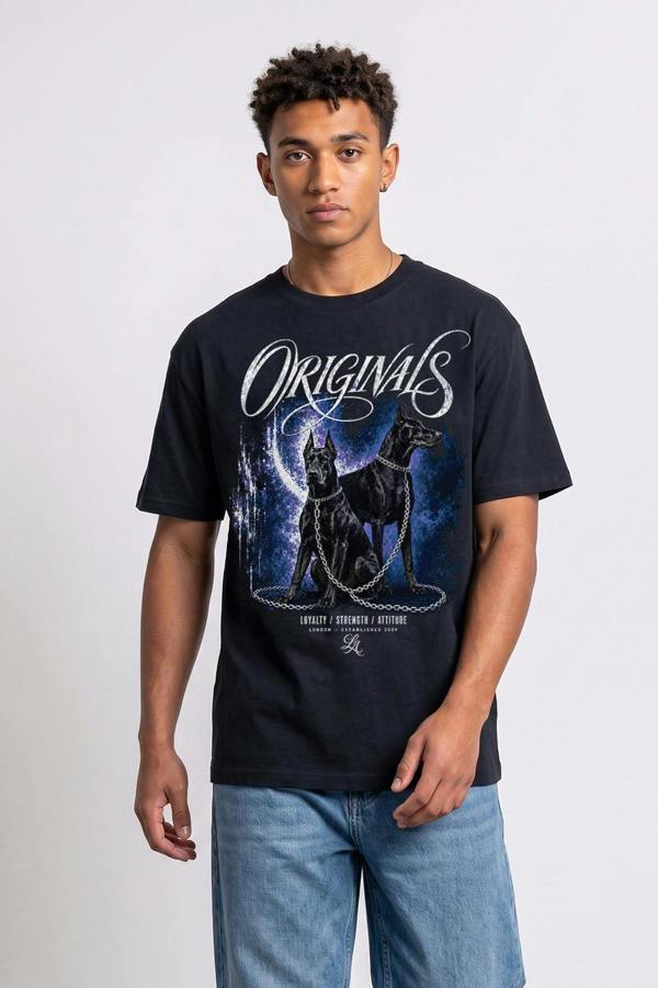 London Attitude Doberman Oversized Heavyweight Graphic T-Shirt