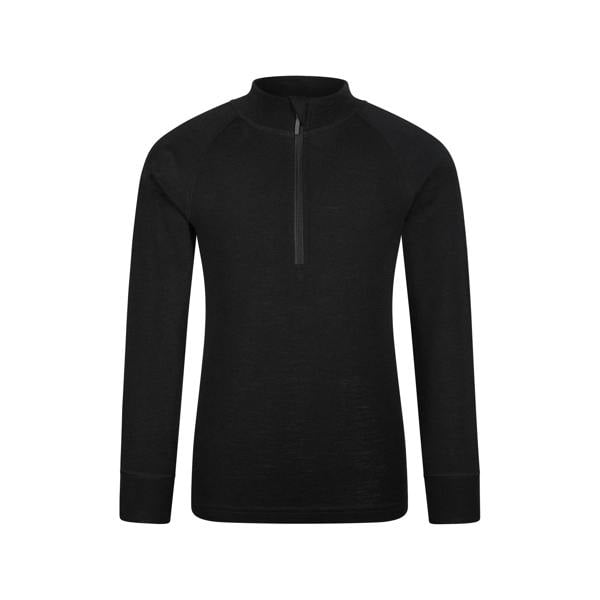 Mountain Warehouse Childrens/Kids Merino Blend Half Zip Base Layer Top - Black