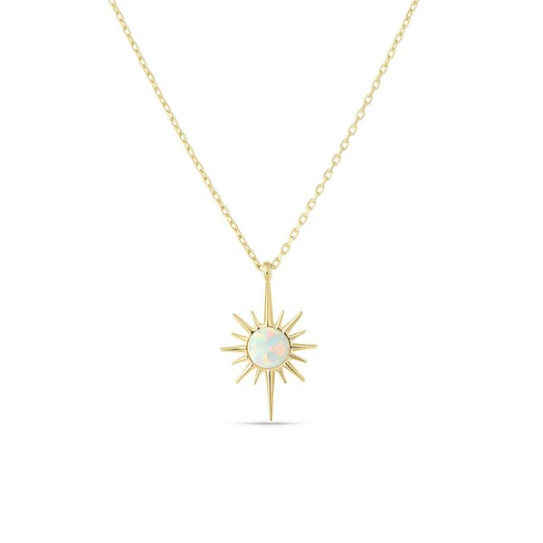 Spero London White Opal Northernstar Sterling Silver Pendant Necklace