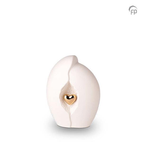 Memorials Direct Ceramic Urn (White with Gold Heart)