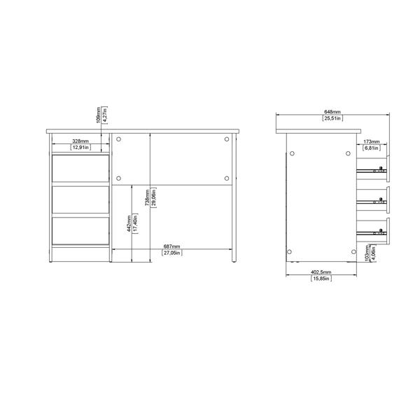 Furniture To Go Function Plus Desk 3 Drawers in Cashmere