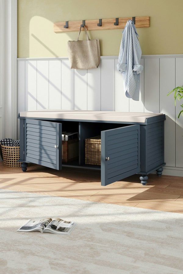 Living and Home Shoe Cabinet Storage Bench with Linen Cushion