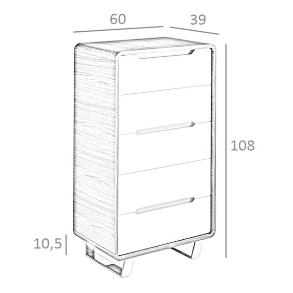 Angel Cerdá Chiffonier White Wood, Walnut and Chromed Steel 7111