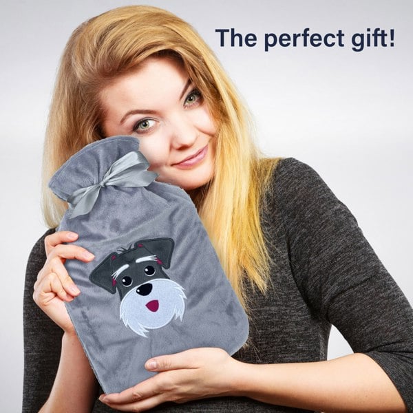 ChilliPak Hot Water Bottle with Sherpa Fleece Cover - 2 Litre - Schnauzer