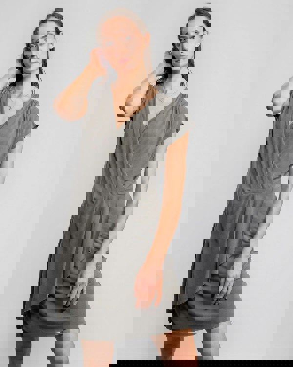 Great Plains So Peachy V Neck Drape Womens Dress