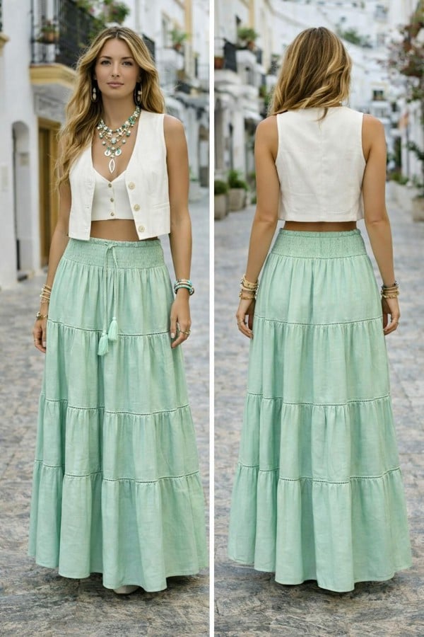 Alice cotton voile long gypsy skirt