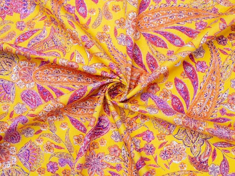 Minerva Core Range Deadstock Cotton Poplin Fabric - Flowers Design Dressmaking Fabric, 140 cm / 56" Wide - per metre