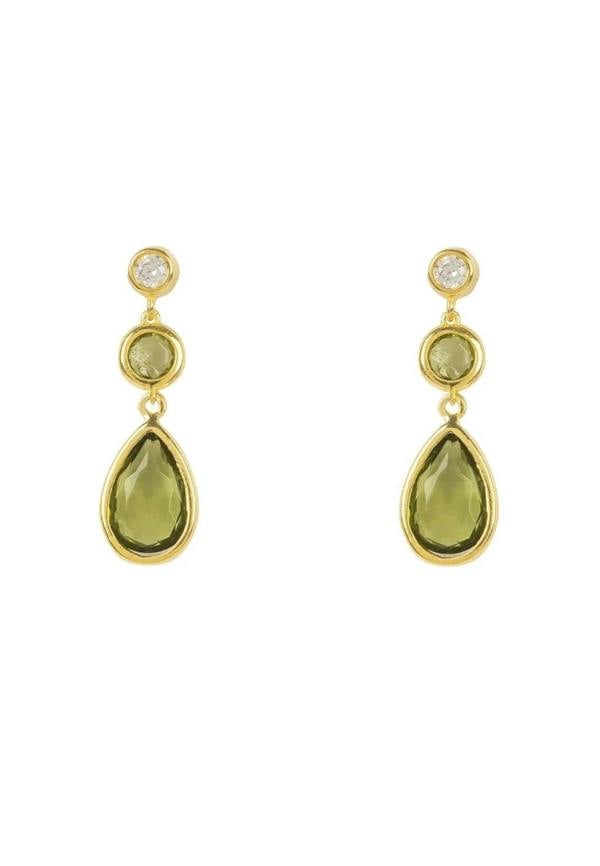 Tuscany Gemstone Drop Earring Gold Peridot - LATELITA Earrings