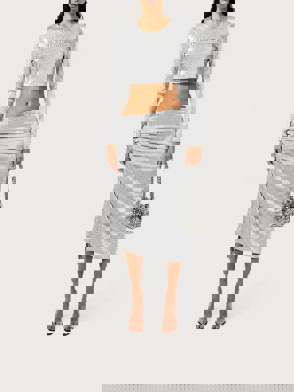 Rabanne Cropped Long Sleeve Top Silver - Womens