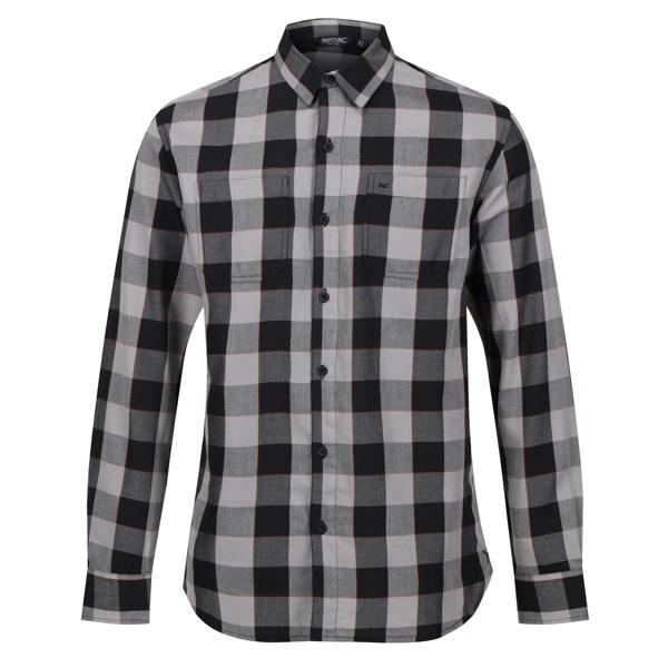 Regatta Mens Lance Checked Shirt - Dark Grey/Black - 