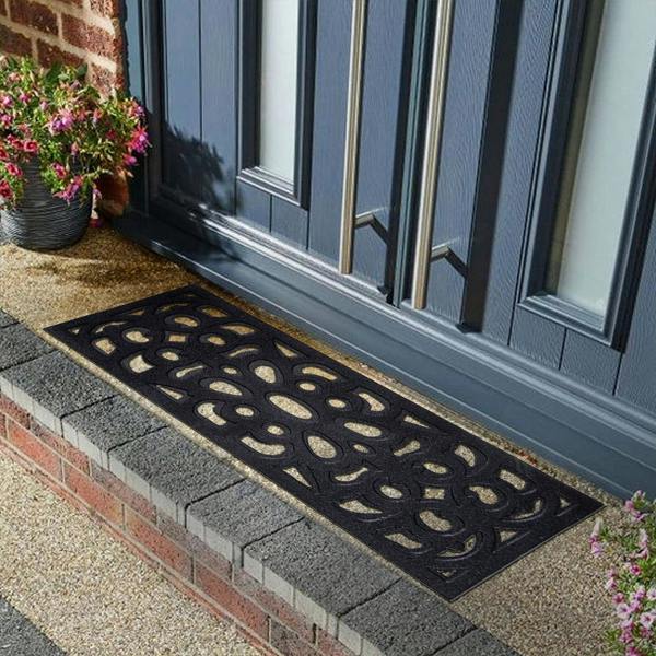 Nicoman Victorian Style Eco-Friendly Rubber Step Mat - Black - Indoor/Outdoor