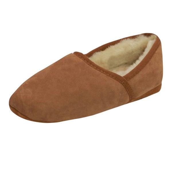 Eastern Counties Leather Mens Full Sheepskin Turn Slippers - Chestnut