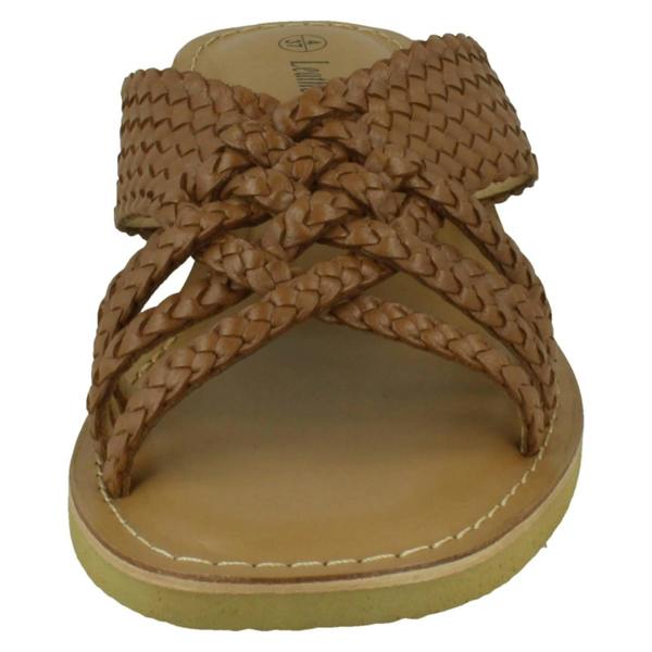 Leather Collection Ladies Leather Collection Low Wedge Platform Sandals F00422