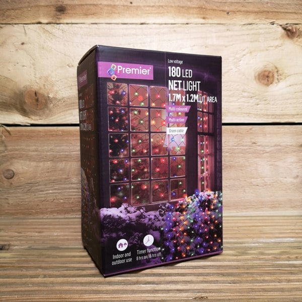 Samuel Alexander 1.7m x 1.2m 180 LED Premier Indoor Outdoor Multifunction Christmas Net Light with Timer in Multicoloured