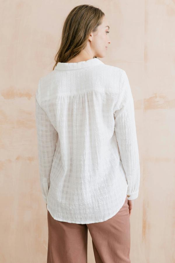 Lily & Me Savannah Textured Seersucker Shirt White