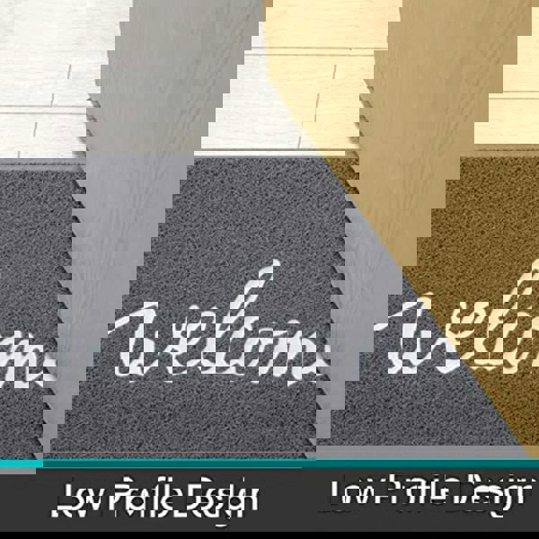 Anyhouz Anymat Doormat Black Welcome Lettered PVC Non Slip Rubber Dirt Trap Washable Mat