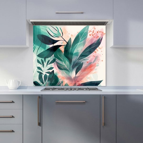 Warren Reed - Designer Green Feather leaves Tropical Kitchen Splashback