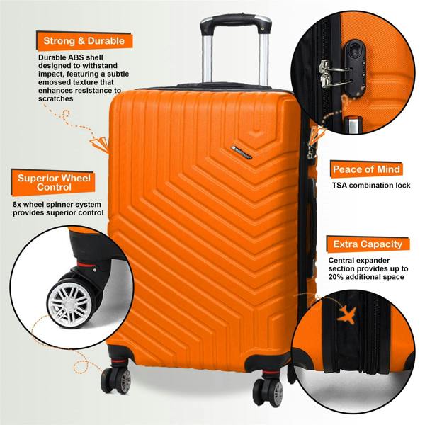 Snowball Hard Shell Expandable Cabin 55 x 37 x 22 cm cm ABS Suitcase Luggage Suitable for Easyjet, Ryanair