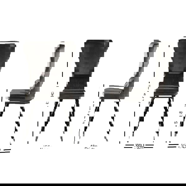 Life Interiors Single New York Modern Velvet Dining Chair - High Back Design with Black Metal Legs, Stylish & Comfortable Seating for Dining or Office