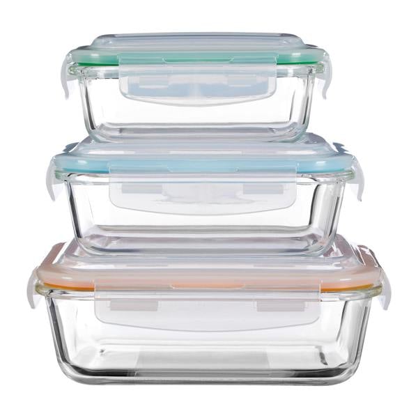 Freska Set Of 3 Rectangular Glass Containers