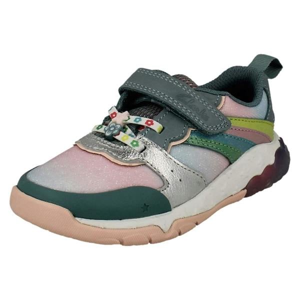 Clarks Girls Clarks Rainbow And Mermaid Tail Design Trainers Tidal Star