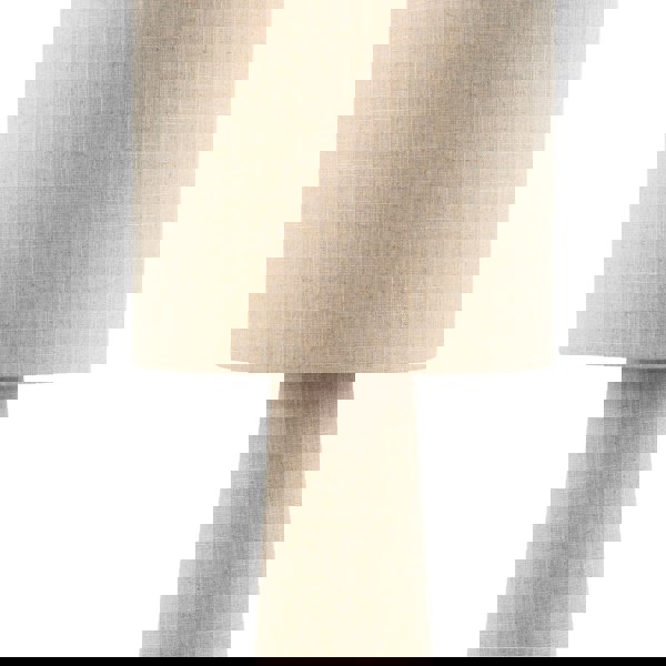 Modern Natural Oatmeal Linen Floor Lamp with Fabric Shade and Base Image 4