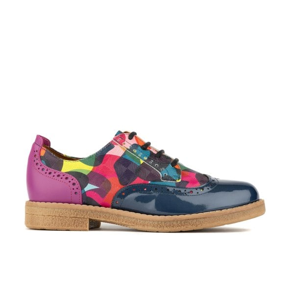 Embassy London The Artist - Navy & Pink & Infinity - Women's leather lace-up shoe with brogue detailing