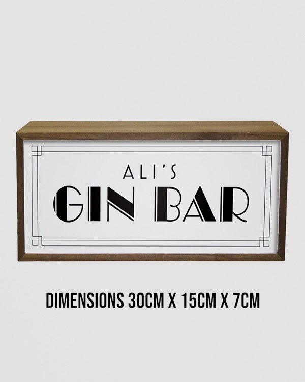 Personalised Light Box Sign for Home Gin Bar, Man Cave or She Shed