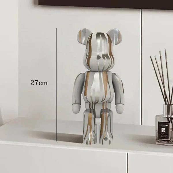 Graffiti Bear Resin Statue Decor | Modern Colourful Bear Ornament 27cm