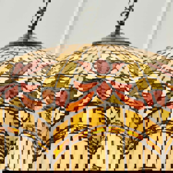 Tiffany Glass Hanging Ceiling Pendant Light Bronze & Scalloped Lamp Shade i00154 Loops
