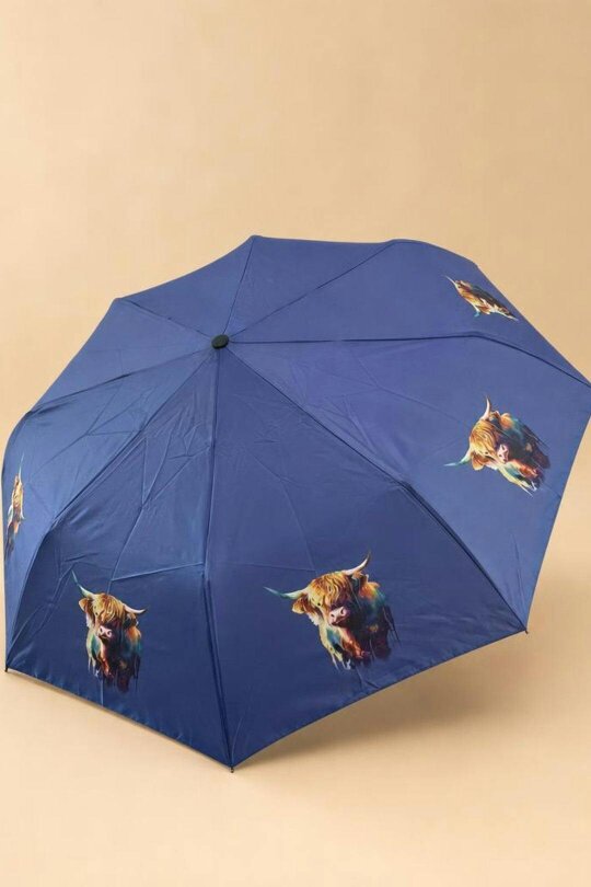 SVNX Highland Cow Umbrella in Blue