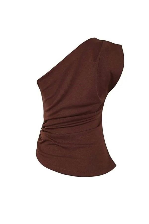 WOVCOR Plain Boat Neck Sleeveless Knitted Scuba Party Blouse