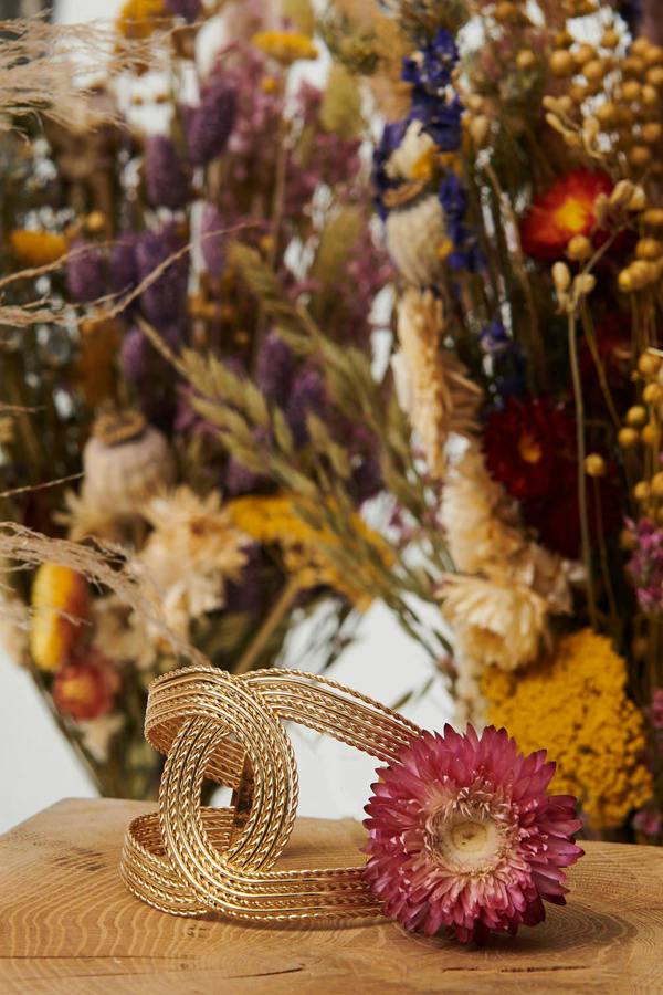 Gold | Metallic Twist Texture Wide Bracelet