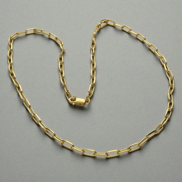 9ct Yellow Gold Plated Paper Clip Link Chain - Love Silver Jewellery