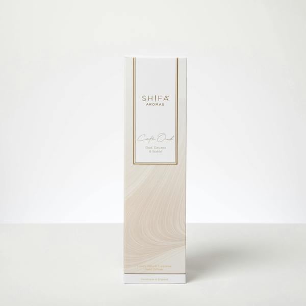 Shifa Aromas Cafe Oud - Essential Oil Reed Diffuser | Bergamot, Pimento, Oud and Davana