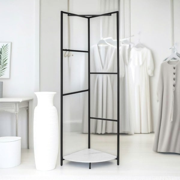 Rafaelo Mobilia Heavy Duty Metal Coat Stand With Shelf Black