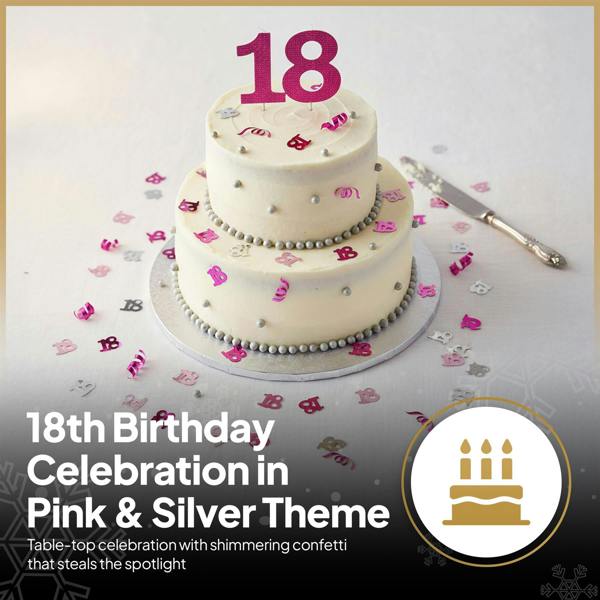 18th Birthday Pink and Silver Metallic Confetti Decoration Pack for Party Tables image 7