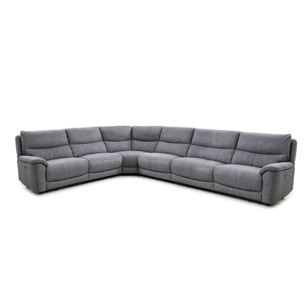 Furniture One Recliner Corner Sofa Set Fabric Armchair Set, Reclining Sectional Sofa Set Motor Recliner Padded Sofa with Side USB Charger Port