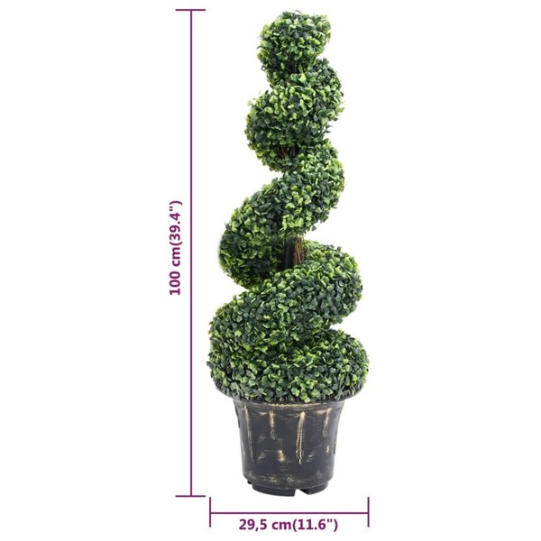 Berkfield Artificial Boxwood Spiral Plant with Pot Green 100 cm