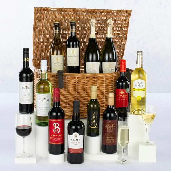 Virginia Hayward Twelve Wines in a Wicker Hamper