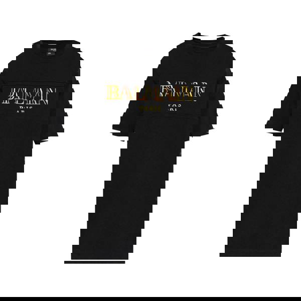 Balmain Multi-Coloured Embroidered Logo Oversized T-Shirt   in  Black