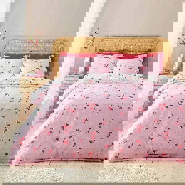 Catherine Lansfield Seersucker Heart Duvet Cover Set