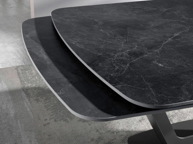 Angel Cerdá Oval Barrel porcelain marble and black steel extending dining table 1132
