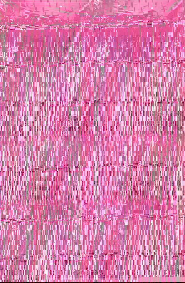 Cheetah Metallic Tinsel Curtain, 2M x 1M Pink