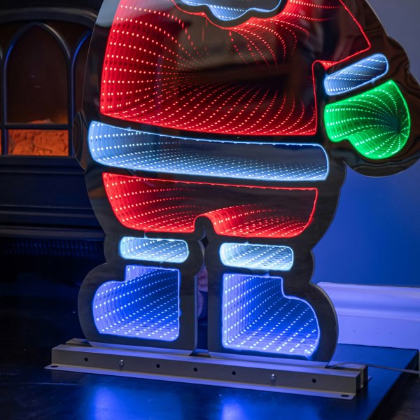 Samuel Alexander 74cm Infinity Light up Standing Santa Christmas Decoration with Multi-Coloured LEDs on Metal Base
