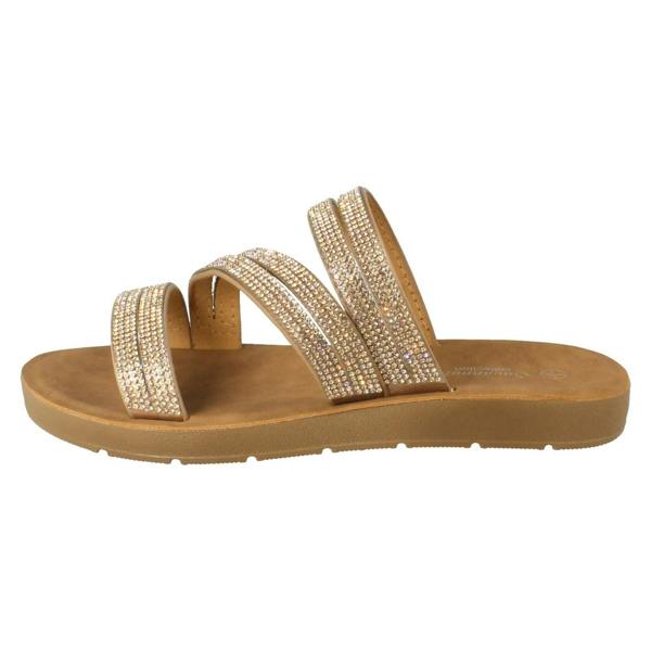 Savannah Ladies Savannah Slip On Diamante Detailed Summer Sandals F00448